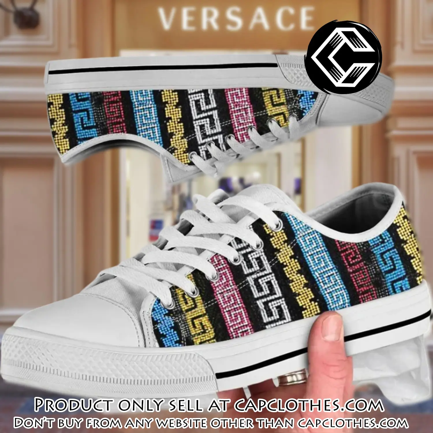 Versace multicolor low top canvas shoes luxury brand gifts for men women cc5229762